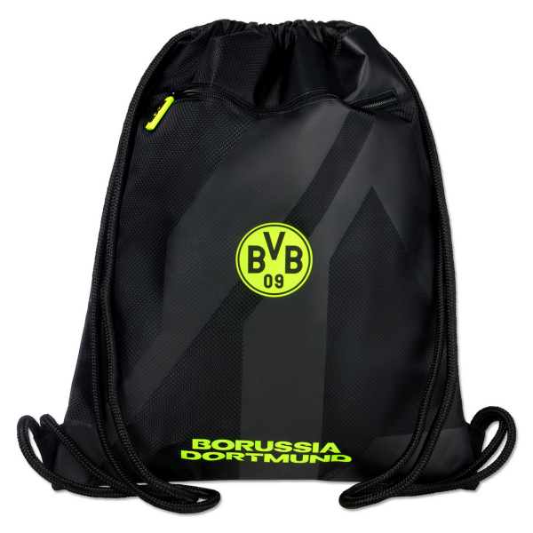 Borussia Dortmund BVB Turnbeutel Neon 41 x 43 cm Schwarz